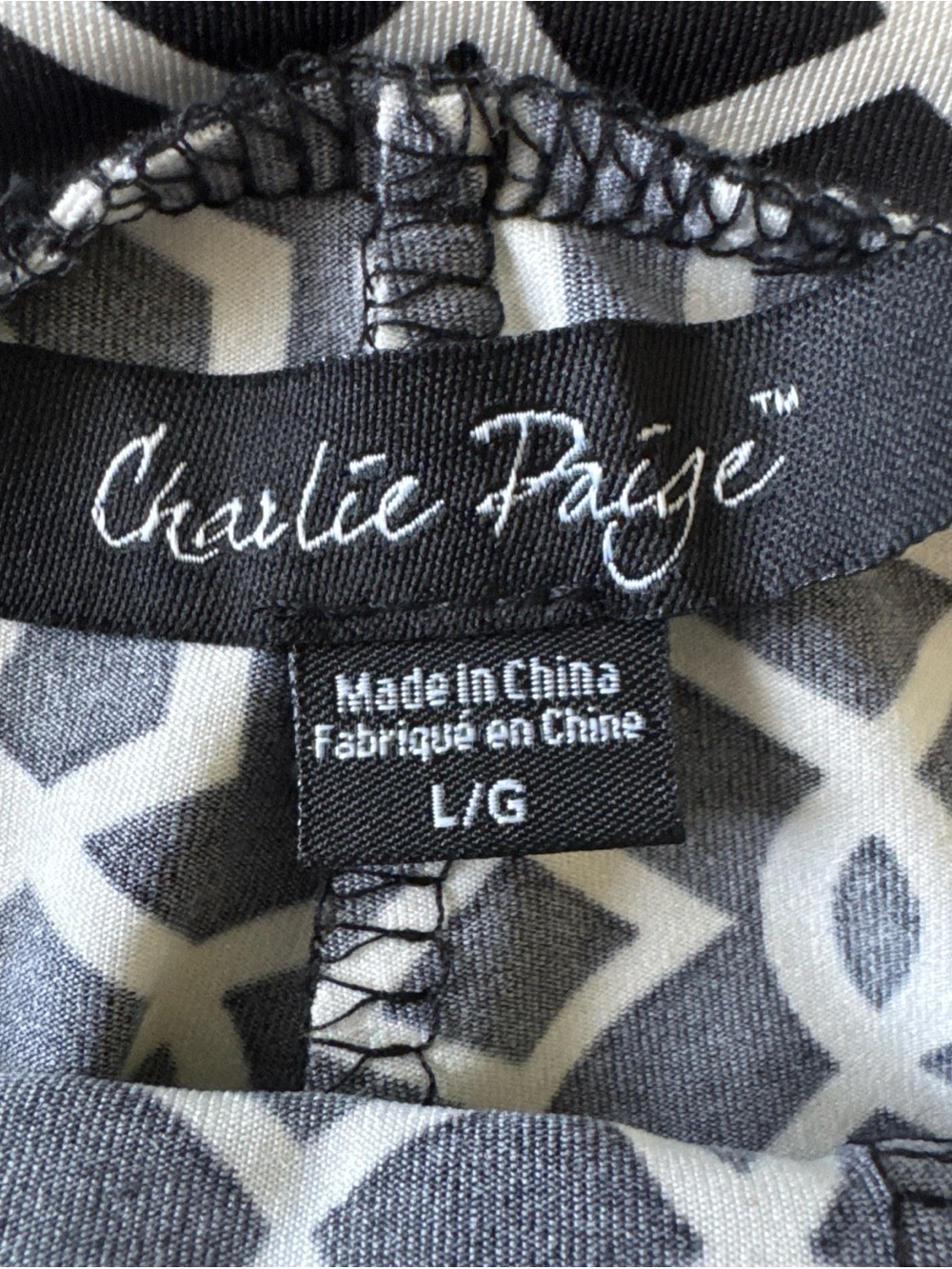 Charlie Paige Women's Black White Wide-Leg Pull On Pants Poly Stretch Large - Picture 6 of 9